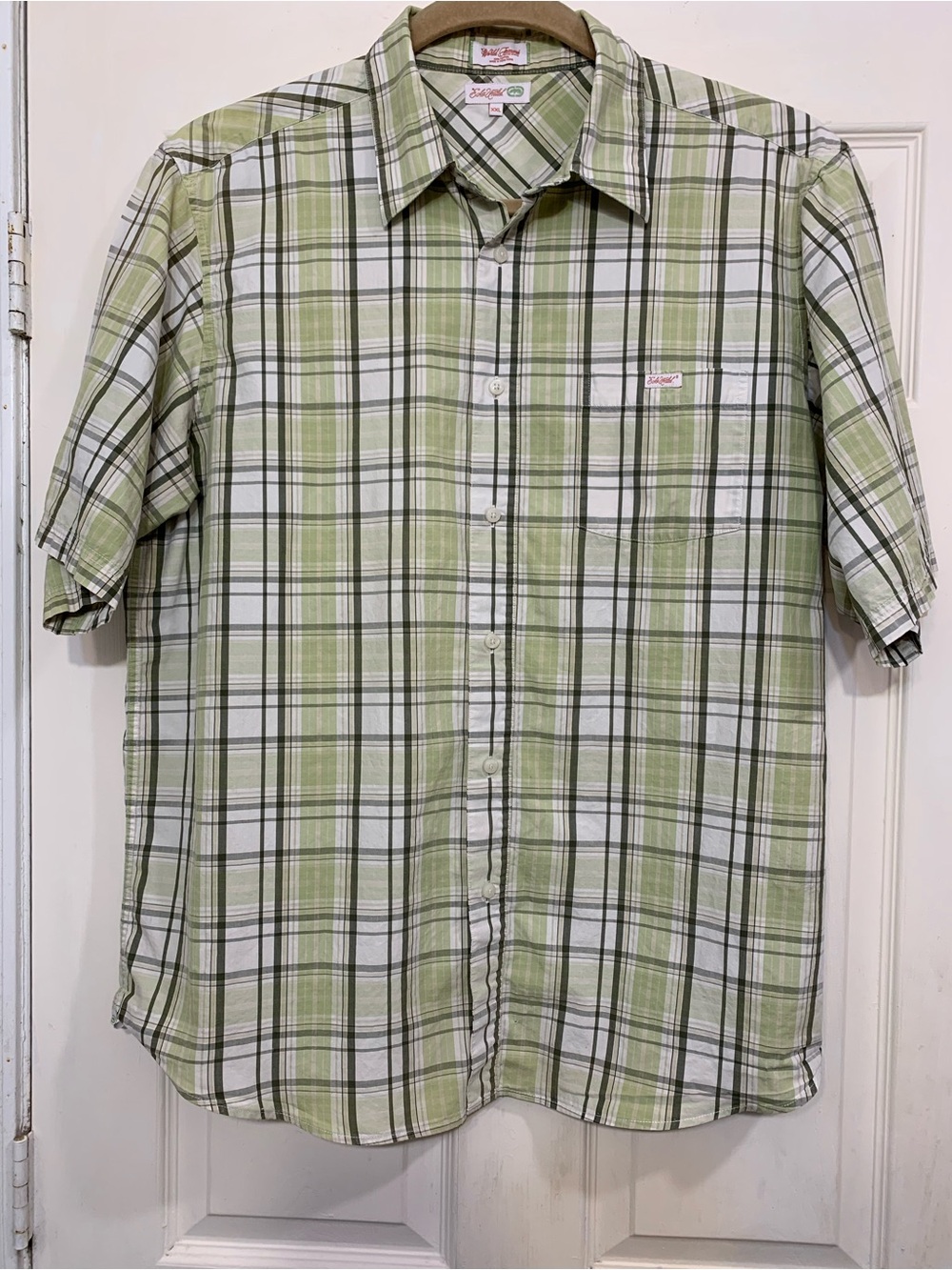 Ecko Unltd. Green Plaid Y2K XXL Short Sleeve Button Front Shirt. 3962L